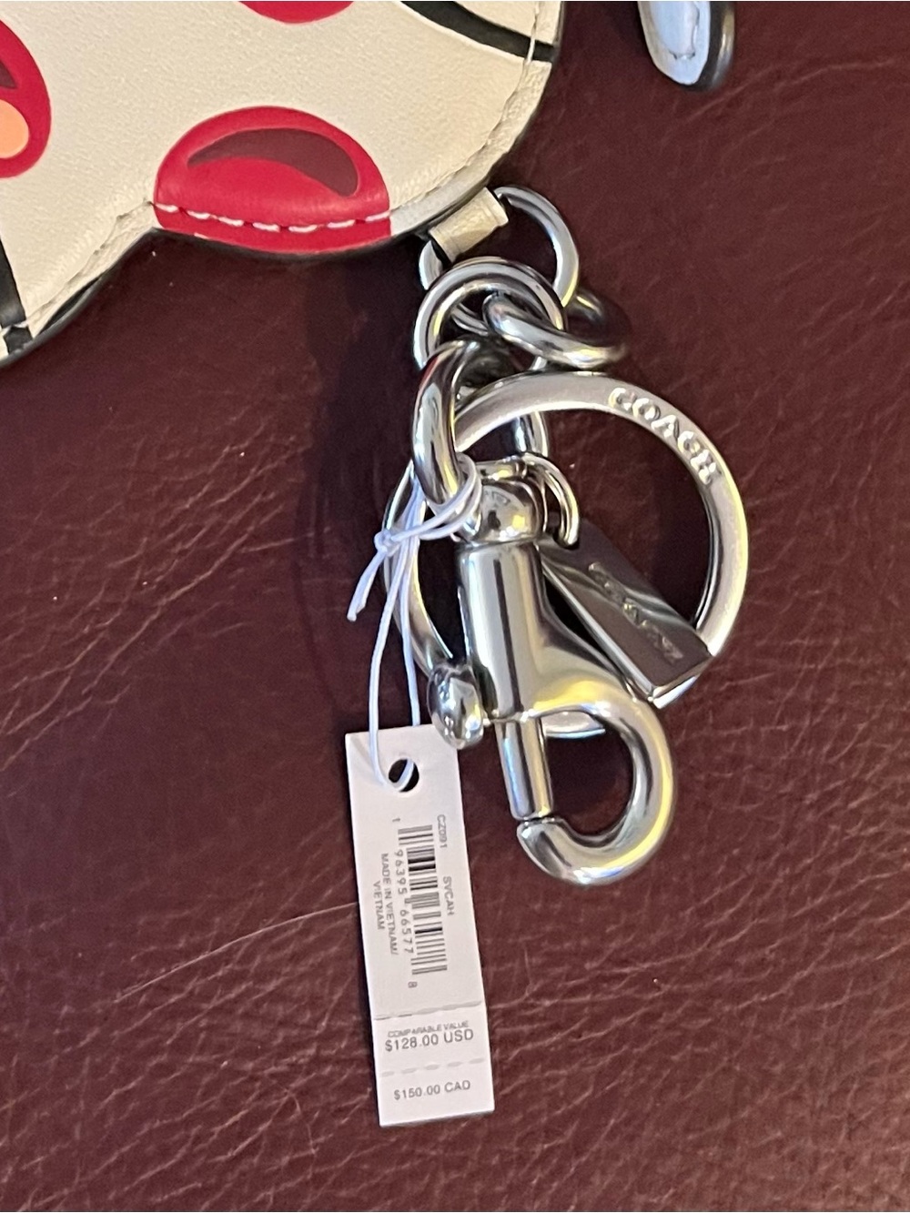 COACH Heart Cherry Zip Keychain Coin Pouch - New With Tags!!!! - Picture 4 of 4